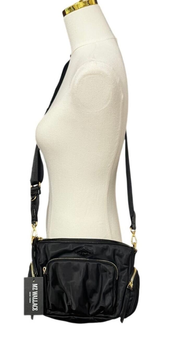 MZ Wallace Chelsea XBody Crossbody Bag NWT Black REC Oxford Nylon $245 Retail